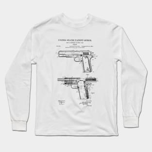 Firearm Colt 1911 Patent Black Long Sleeve T-Shirt